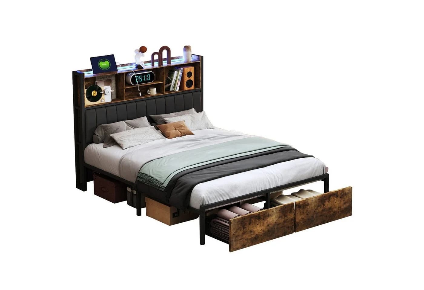 FUROKOY Jugendbett Doppelbett mit 2 Schubladen - Bild 2
