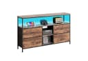FUROKOY TV-Schrank Lowboard Tigerfellfarbe mit LED-Licht und Stoff-Schubladen Bild 2