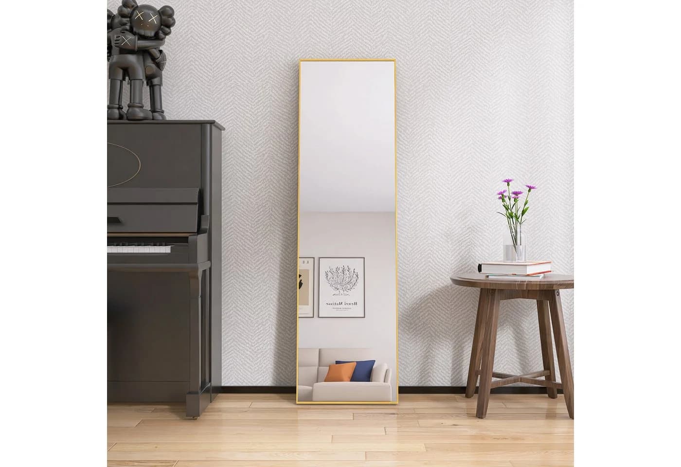 FUROKOY Ganzkörperspiegel mit Aluminiumrahmen Gold - Bild 3