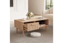 FUROKOY Couchtisch 100 cm Holzfarbenes Rattan mit 1 Schublade und 1 Fach Bild 1