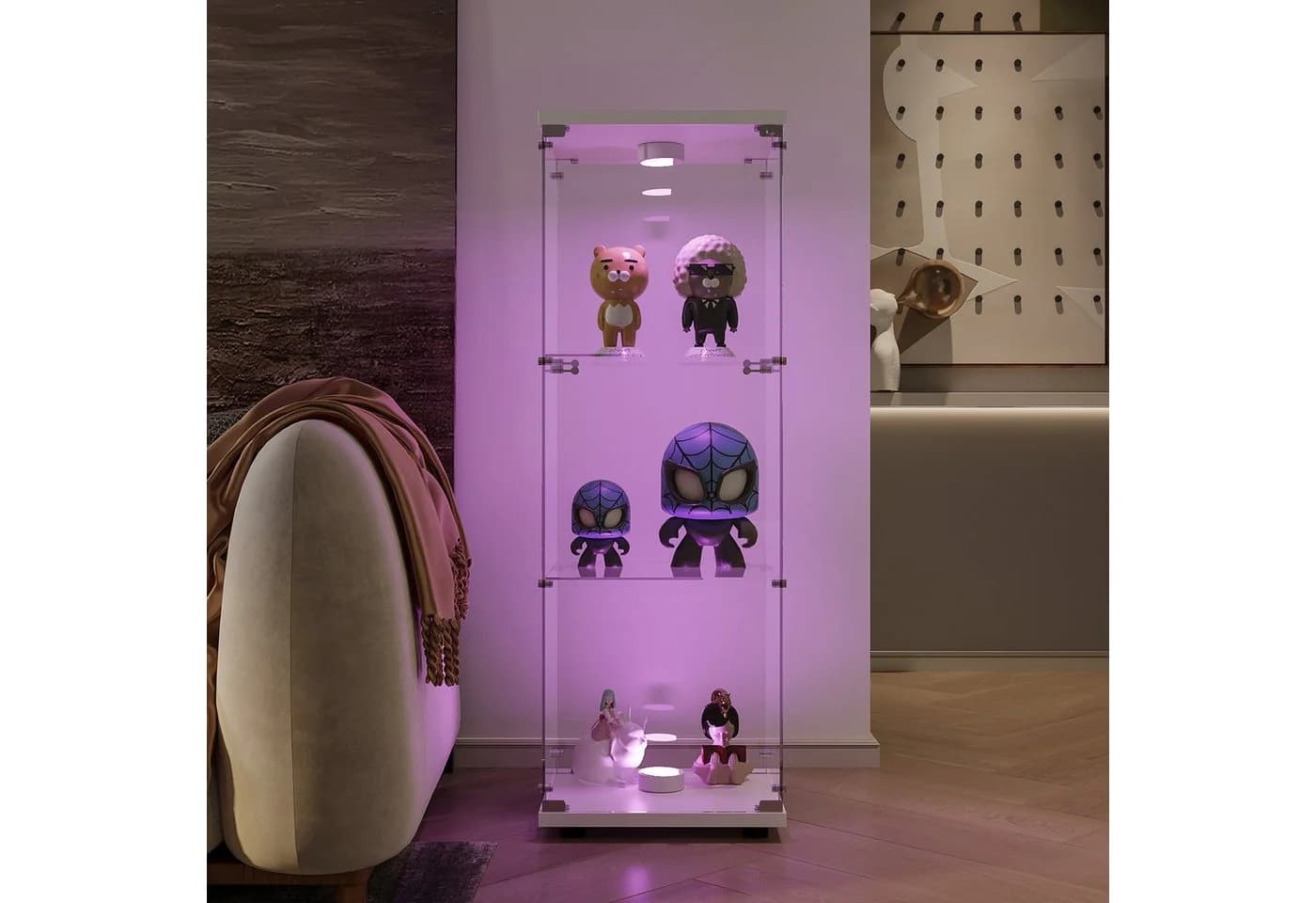FUROKOY Glasvitrine Standvitrine Modern Glas Vitrinenschrank mit Beleuchtung - Bild 4