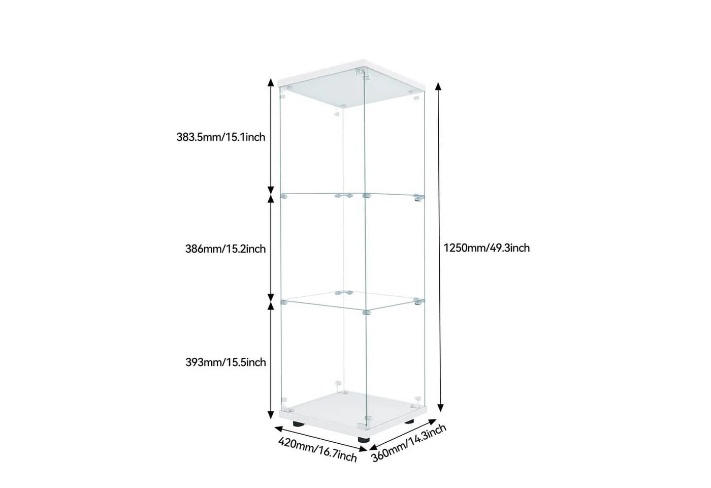 FUROKOY Glasvitrine Standvitrine Modern Glas Vitrinenschrank mit Beleuchtung - Bild 5