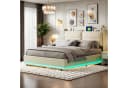 ADWOLT Polsterbett mit LED-Beleuchtung und Bettkasten Beige Samt Bild 2
