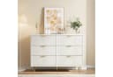 FUROKOY Kommode Weiß Sideboard Schrank Highboard mit 6 Schubladen und Metallbeinen Bild 1