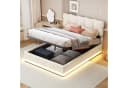 FUROKOY Stauraumbett Polsterbett Doppelbett mit LED-Beleuchtung Beige Bild 1