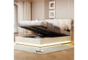 FUROKOY Stauraumbett Polsterbett Doppelbett mit LED-Beleuchtung Beige Bild 4