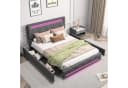 FUROKOY Stauraumbett Polsterbett Doppelbett mit 4 Schubladen, LED-Beleuchtung Bild 1