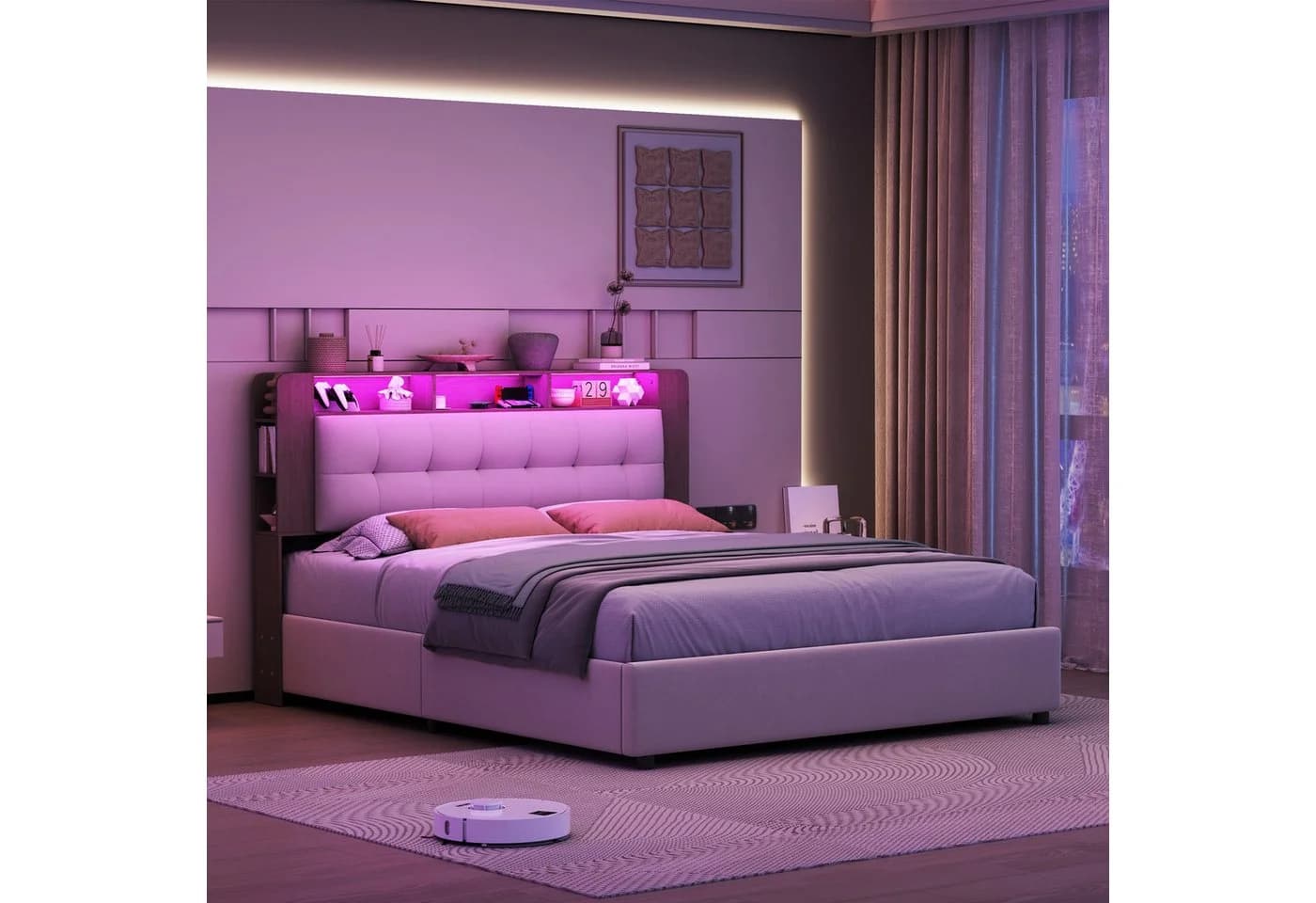 FUROKOY Stauraumbett Polsterbett Doppelbett Mit Drahtlose Ladefunktion - Bild 3