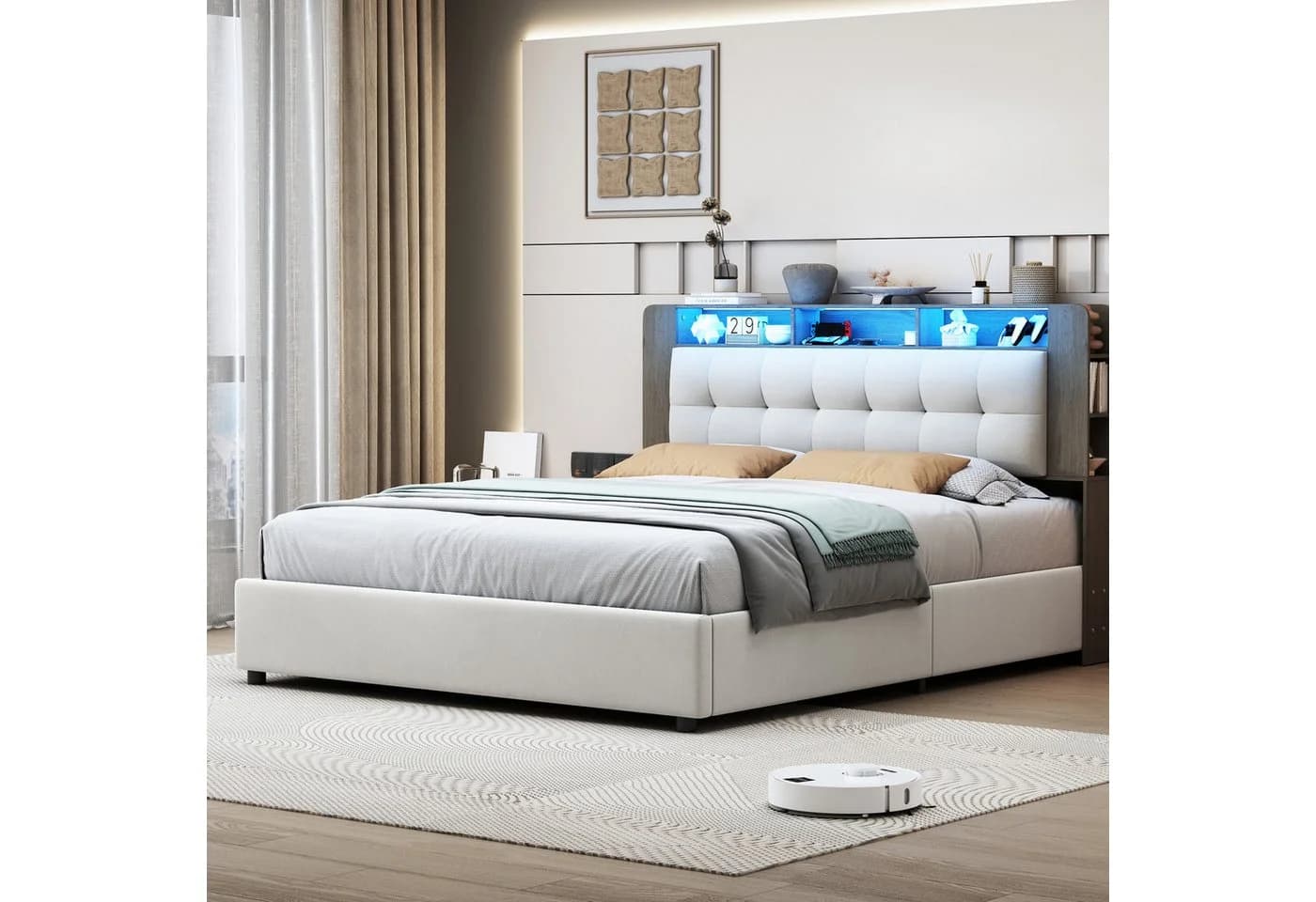 FUROKOY Stauraumbett Polsterbett Doppelbett Mit Drahtlose Ladefunktion - Bild 4
