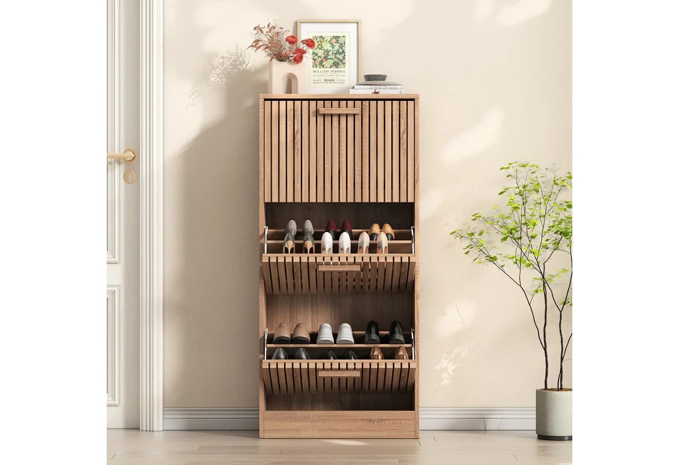 FUROKOY Schuhschrank mit 3 Klappen für 24 Paar Schuhe - Bild 3