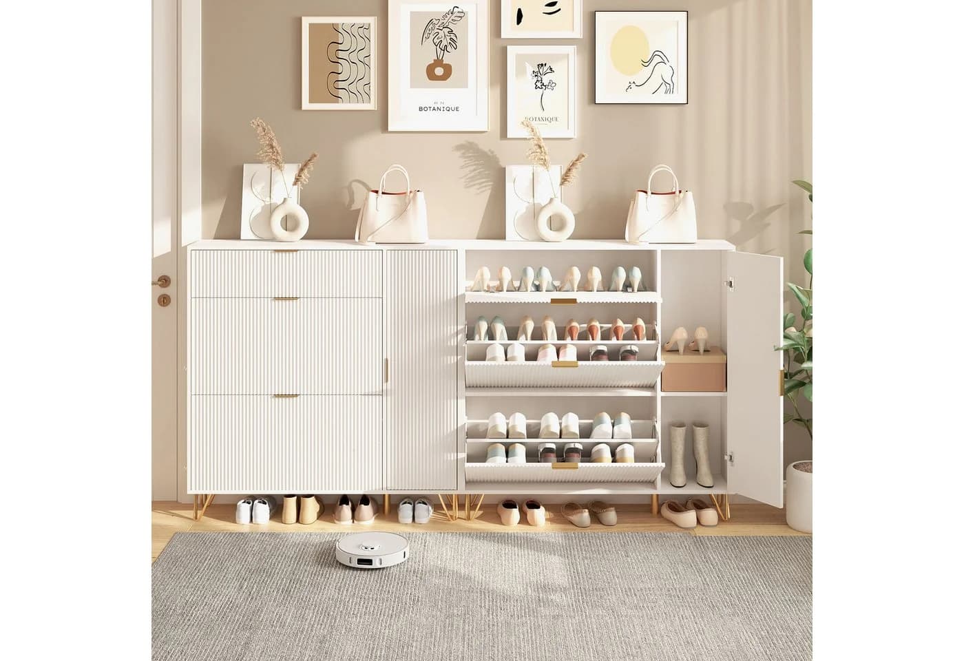 FUROKOY Schuhschrank Weiß Schuhregal Schuhkipper mit 2 Klappen und Kippsicherung - Bild 3