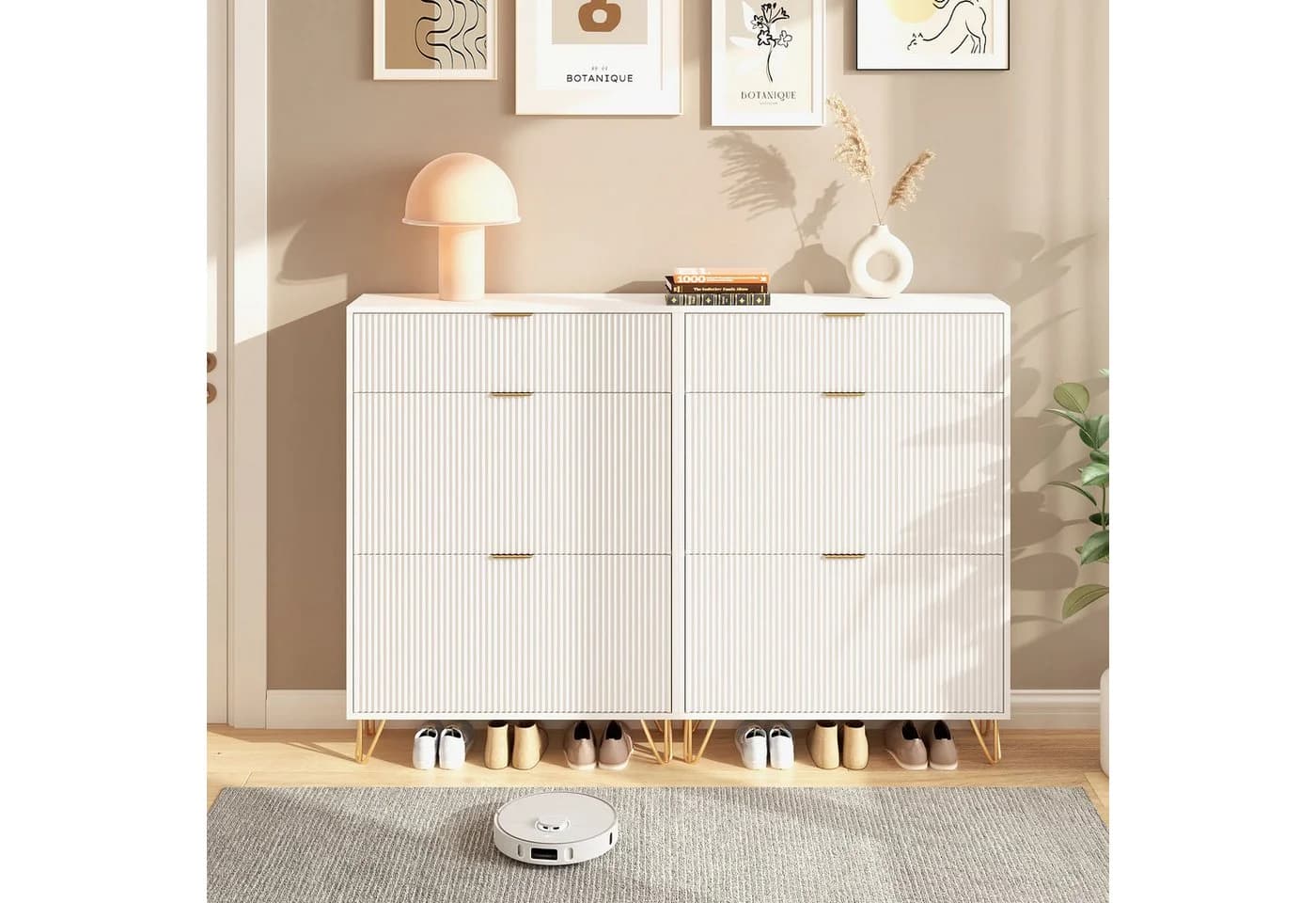FUROKOY Schuhschrank Weiß Schuhregal mit 2 Klappen und Kippsicherung - Bild 3