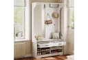 FUROKOY Dielengarderobe Wandgarderobe mit Spiegel, 2 Schubladen, Kleiderstange, 104 x 35 x 180 cm, Weiß Bild 1
