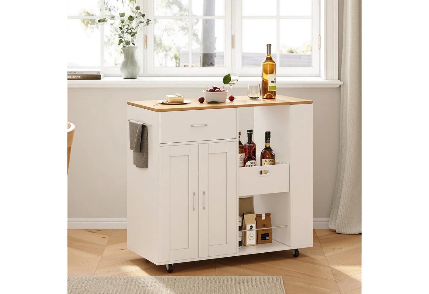 FUROKOY Kücheninsel auf Rollen, Weiß - Bild 2