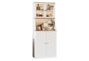 FUROKOY Küchenbuffet Hochschrank 4 Türen Weiß Holzspanplatte Bild 2
