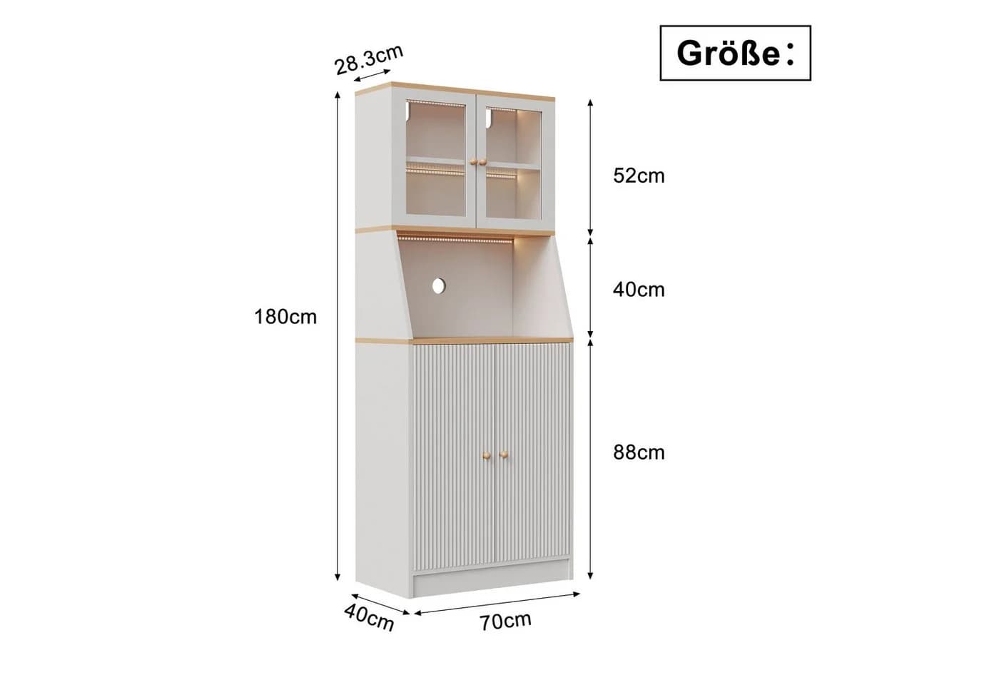 FUROKOY Küchenbuffet Hochschrank 4 Türen Weiß Holzspanplatte - Bild 5