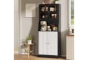 FUROKOY Küchenbuffet Hochschrank 4 Türen Mehrzweckschrank Schwarz Bild 1