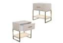 FUROKOY Nachttisch 2er-Set Beige Schubladenschrank Bild 2
