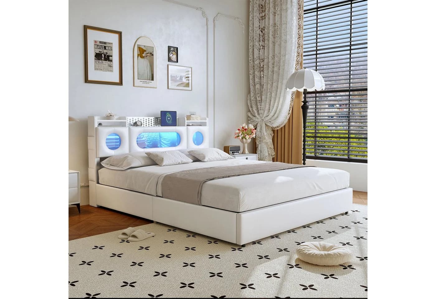 FUROKOY Stauraumbett Polsterbett Doppelbett mit LED-Beleuchtung - Bild 4