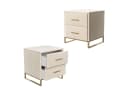 FUROKOY Nachttisch 2er Set Beige Samt Bild 2