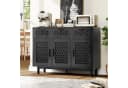 FUROKOY Sideboard Rattan Schwarz mit 3 Schubladen und 3 Türen Bild 1