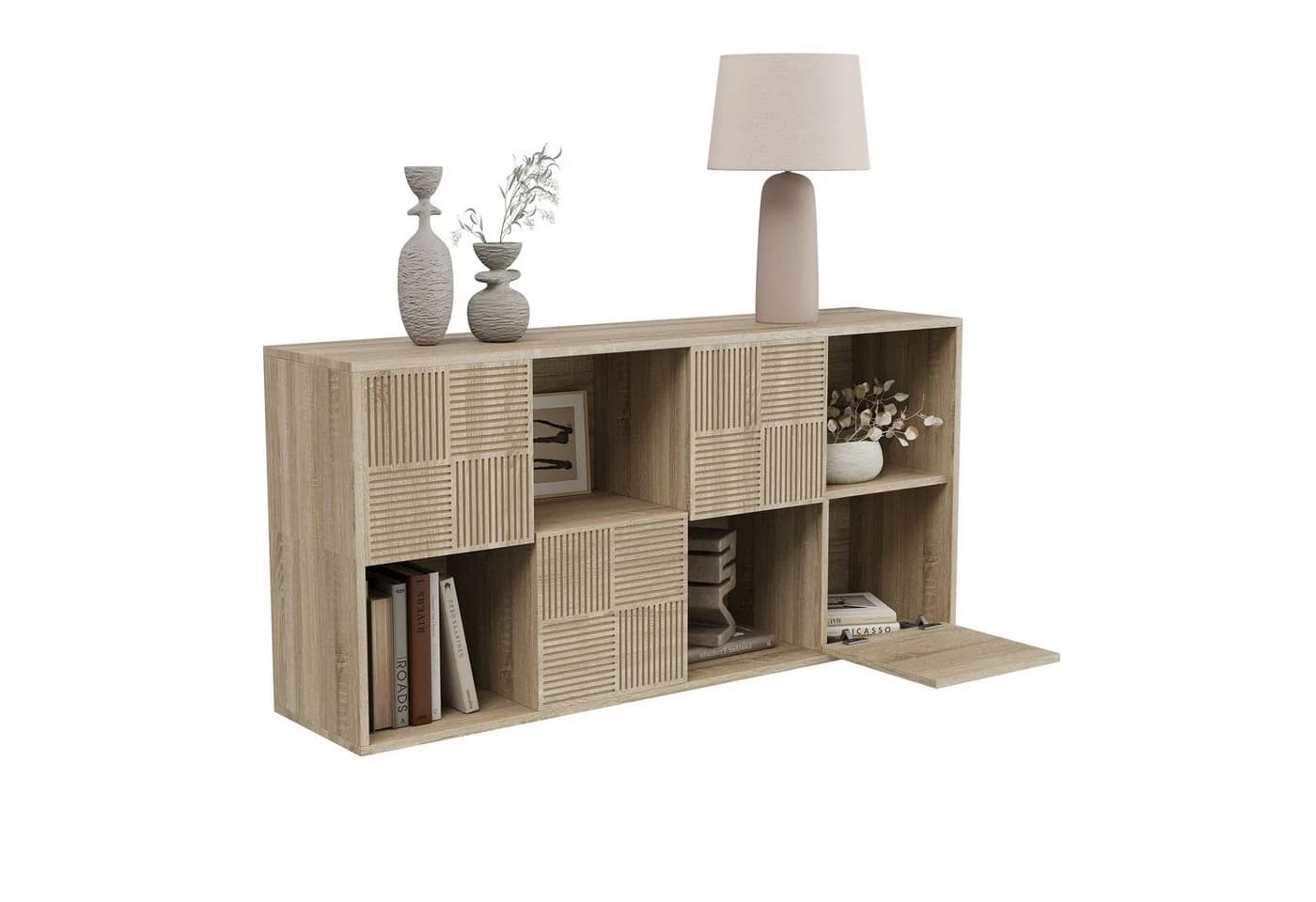 FUROKOY Bücherregal mit 4 Türen 8 Fächern Holz - Bild 2