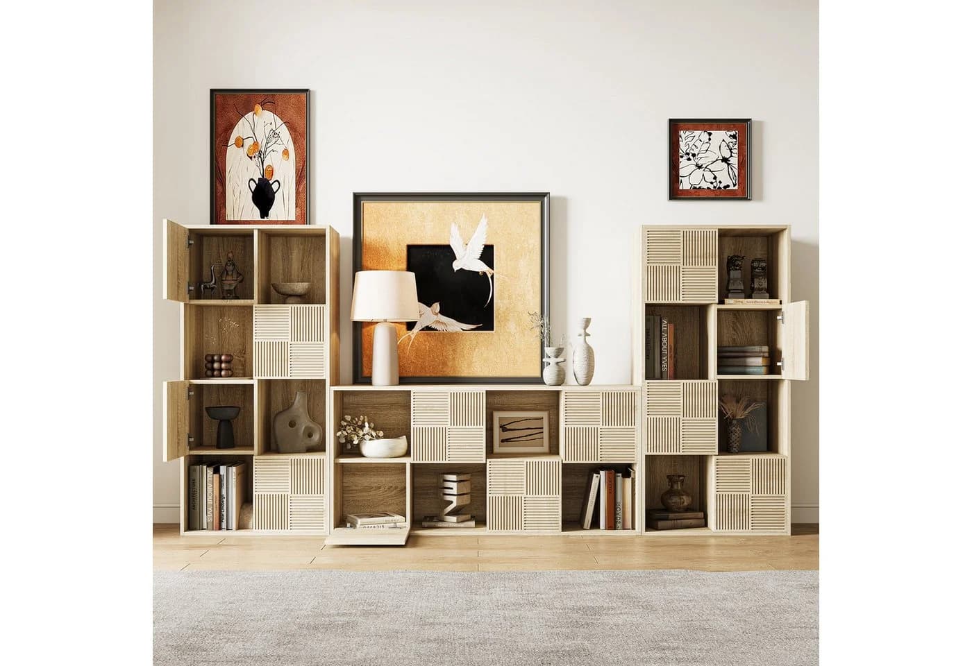 FUROKOY Bücherregal mit 4 Türen 8 Fächern Holz - Bild 3