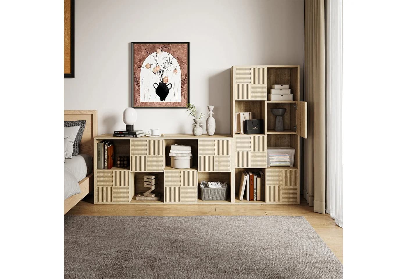 FUROKOY Bücherregal mit 4 Türen 8 Fächern Holz - Bild 4