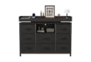 FUROKOY TV-Schrank Sideboard mit 8 Stoffschubladen Industrie-Design Schwarz Bild 2