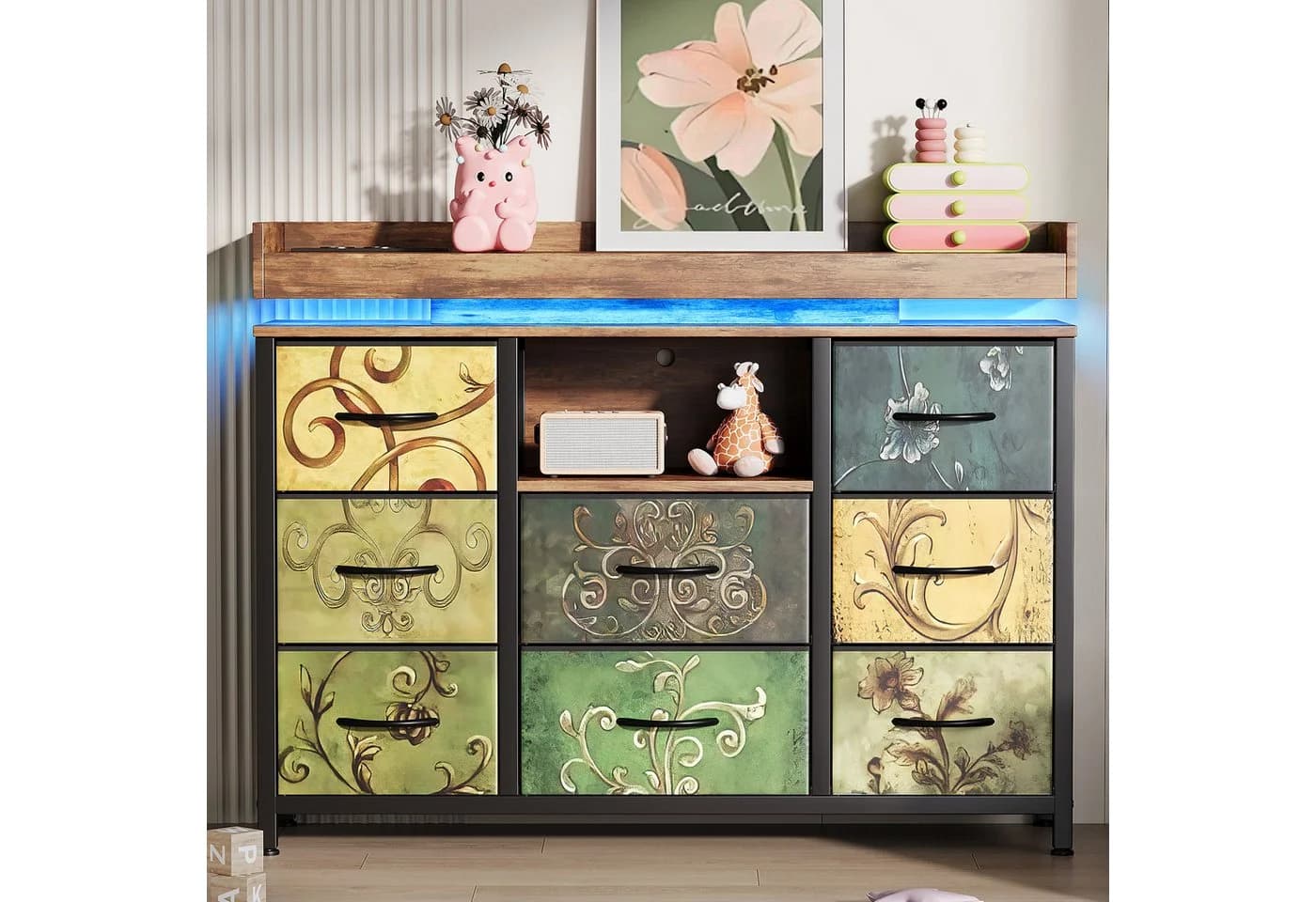 FUROKOY TV-Schrank Kommode 8 Schubladen Industrie-Design - Bild 3