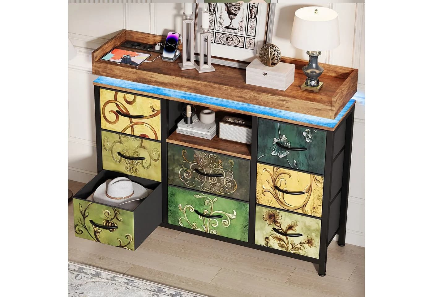 FUROKOY TV-Schrank Kommode 8 Schubladen Industrie-Design - Bild 4