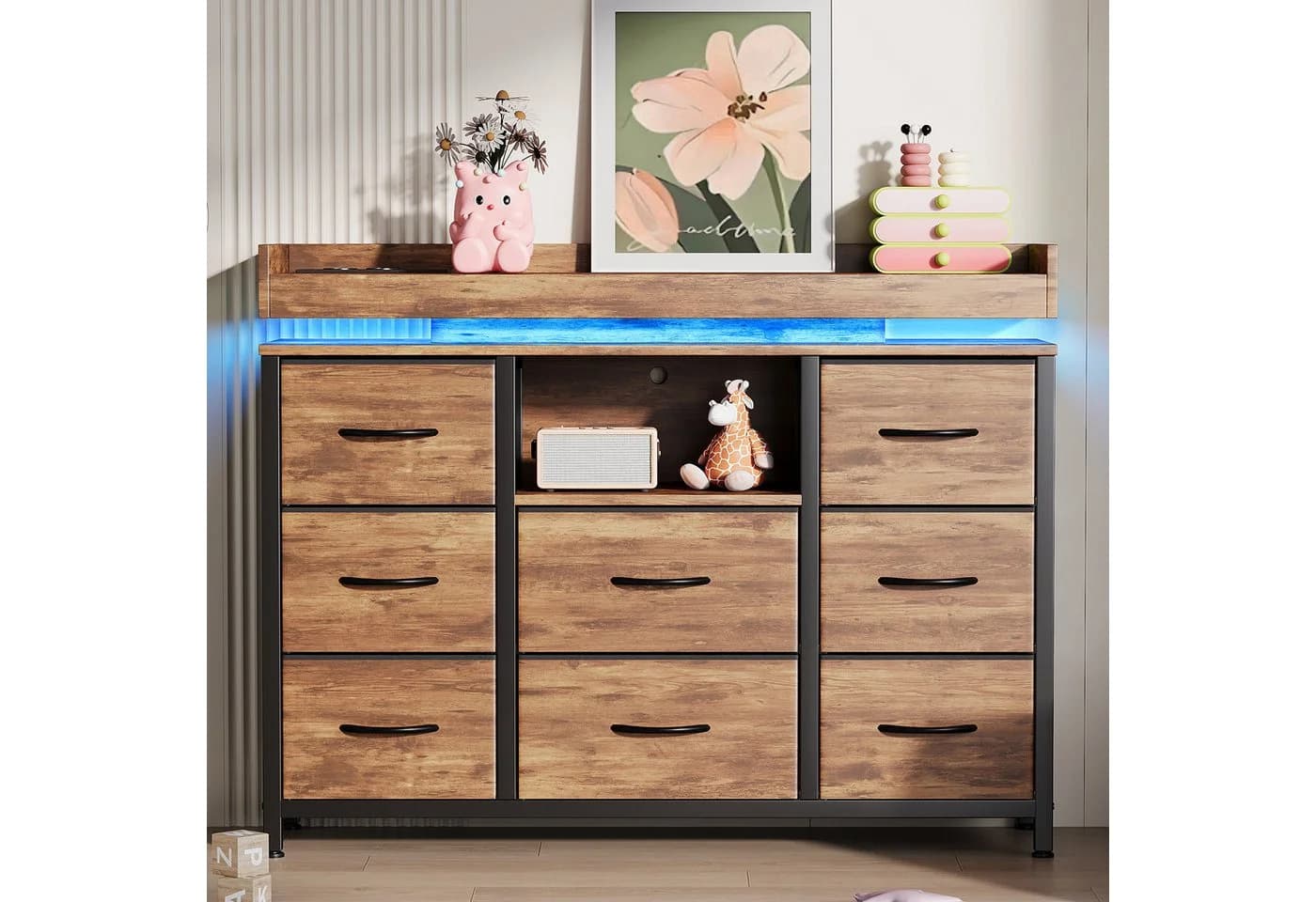 FUROKOY TV-Schrank Kommode 8 Schubladen Industrie-Design - Bild 3