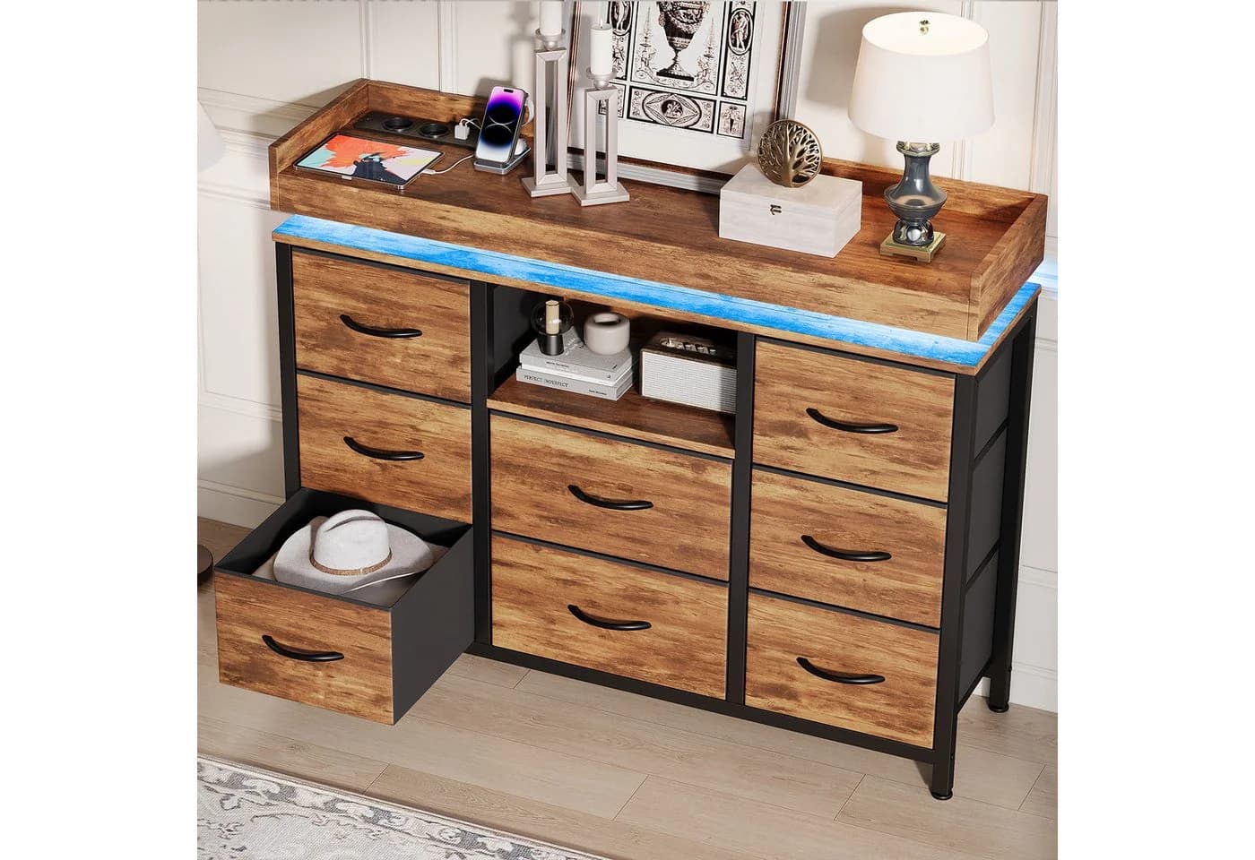 FUROKOY TV-Schrank Kommode 8 Schubladen Industrie-Design - Bild 4