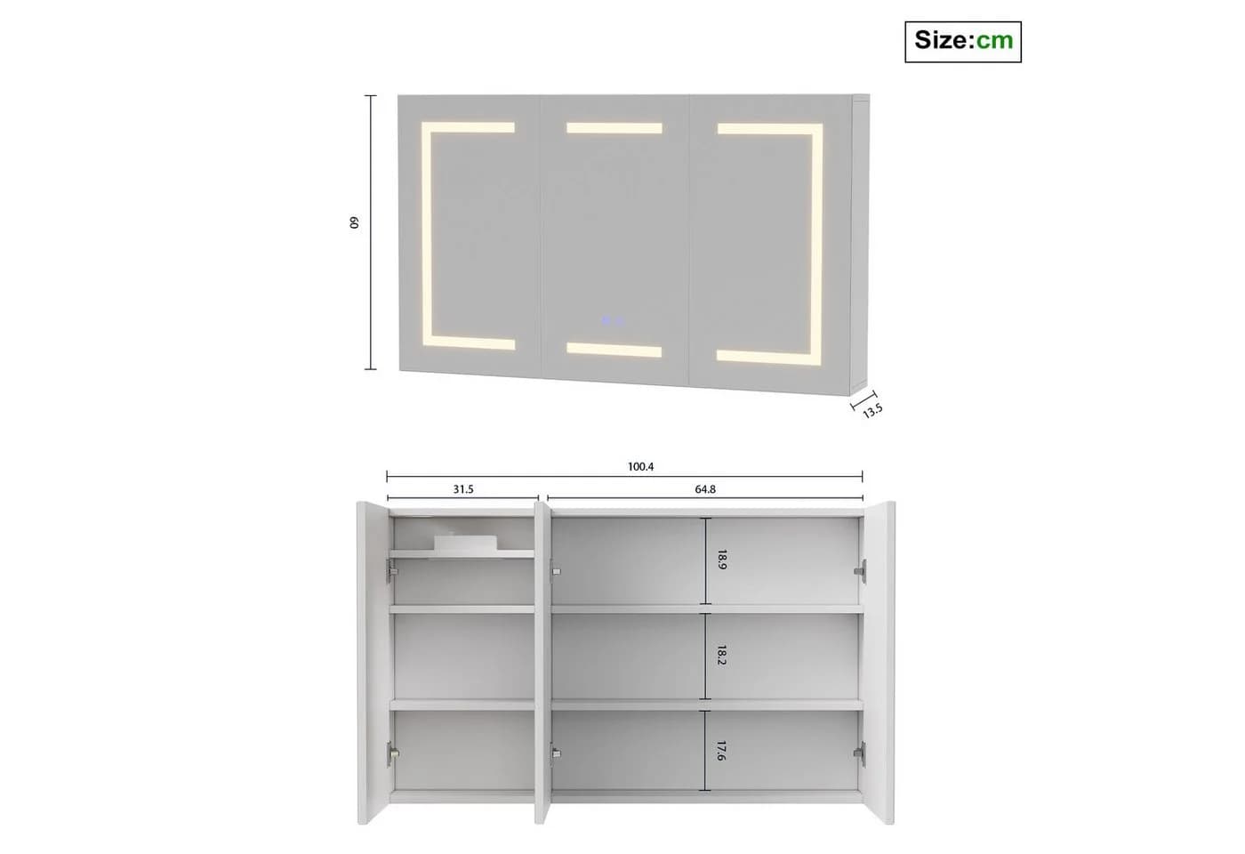 FUROKOY Badezimmerspiegelschrank Weiß mit LED & Entfogger - Bild 5