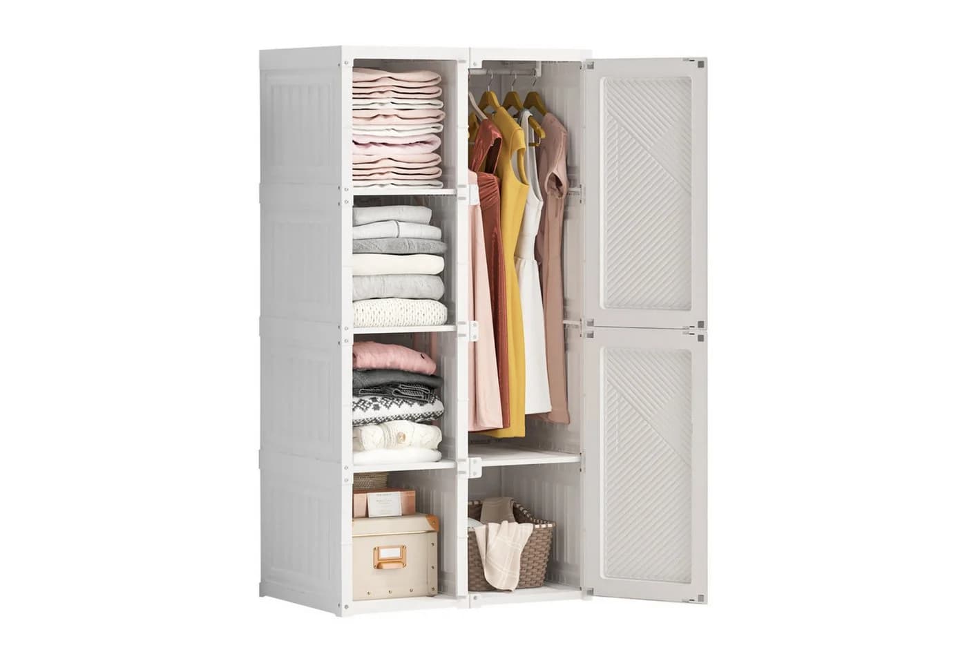 BELUPAI Kleiderschrank Weiß Faltbar mit Magnet