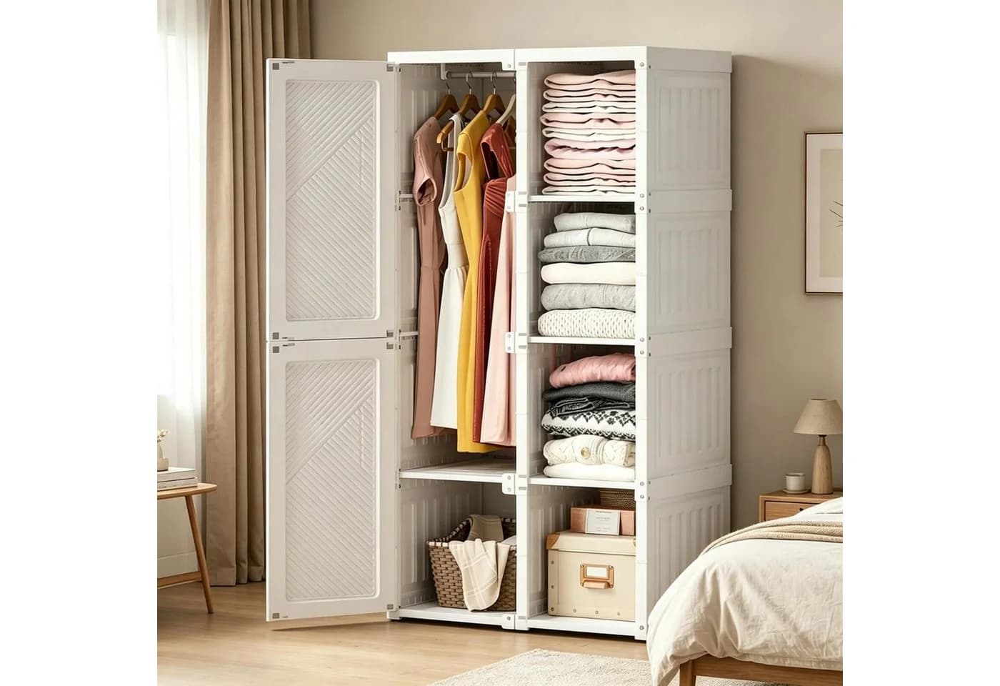 BELUPAI Kleiderschrank Weiß Faltbar mit Magnet - Bild 2