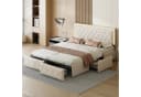 zebery Polsterbett mit LED-Beleuchtung und 4 Schubladen Beige Bild 2