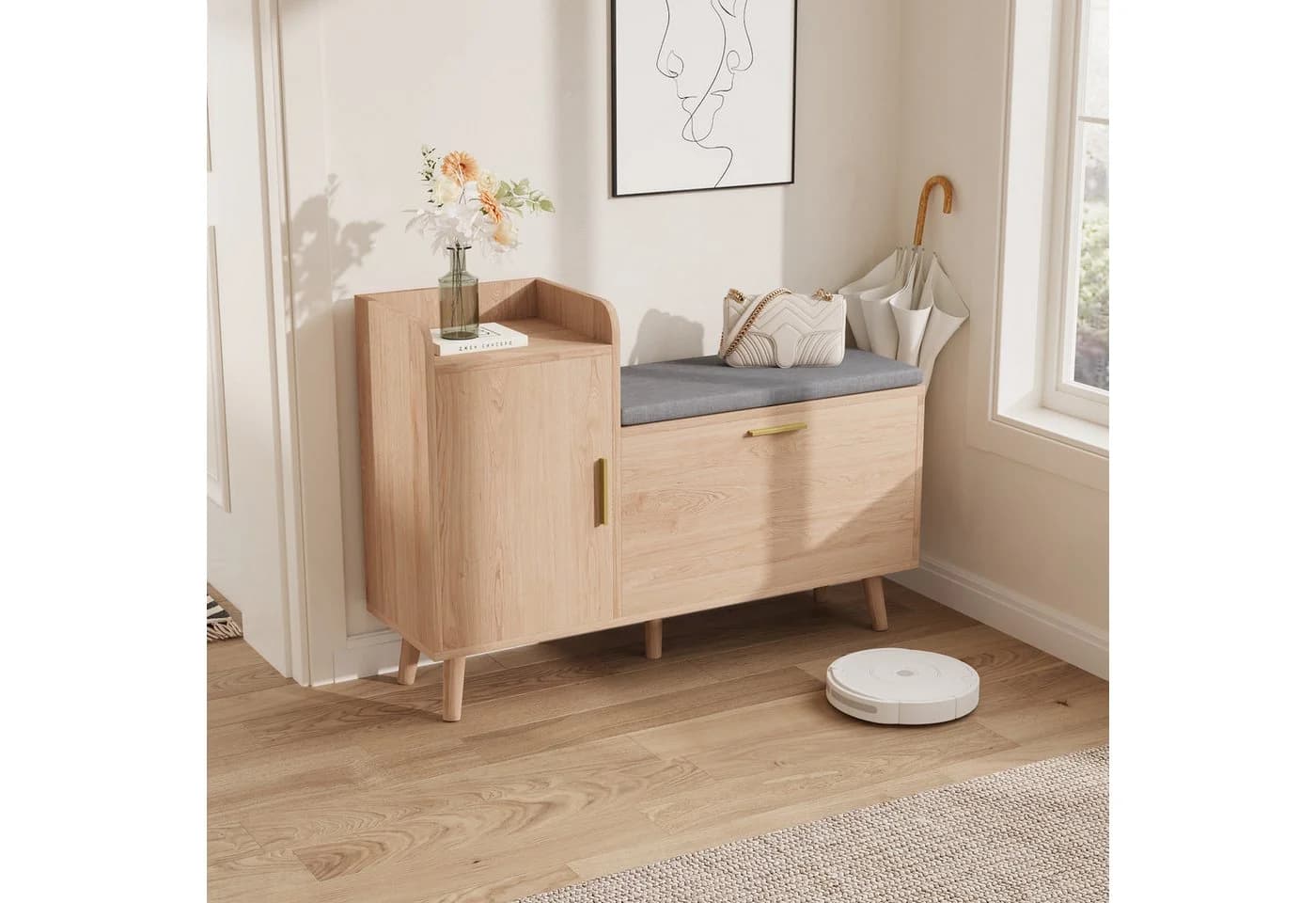 zebery Schuhschrank mit Sitzbank Natur Holzspanplatte - Bild 4