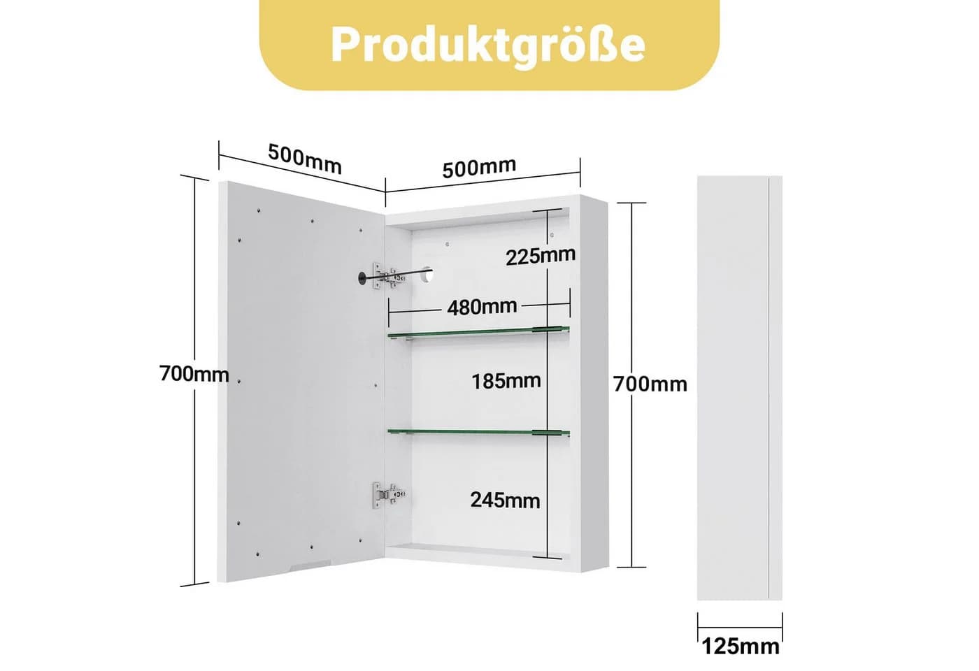 zebery Spiegelschrank mit LED-Beleuchtung und Touchschalter Weiß - Bild 5