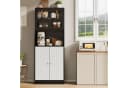BELUPAI Küchenbuffet Hochschrank Schwarz mit Glastüren und LED-Beleuchtung Bild 1