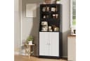 BELUPAI Küchenbuffet Hochschrank Schwarz mit Glastüren und LED-Beleuchtung Bild 2