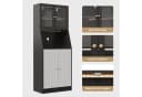 BELUPAI Küchenbuffet Hochschrank Schwarz mit Glastüren und LED-Beleuchtung Bild 4