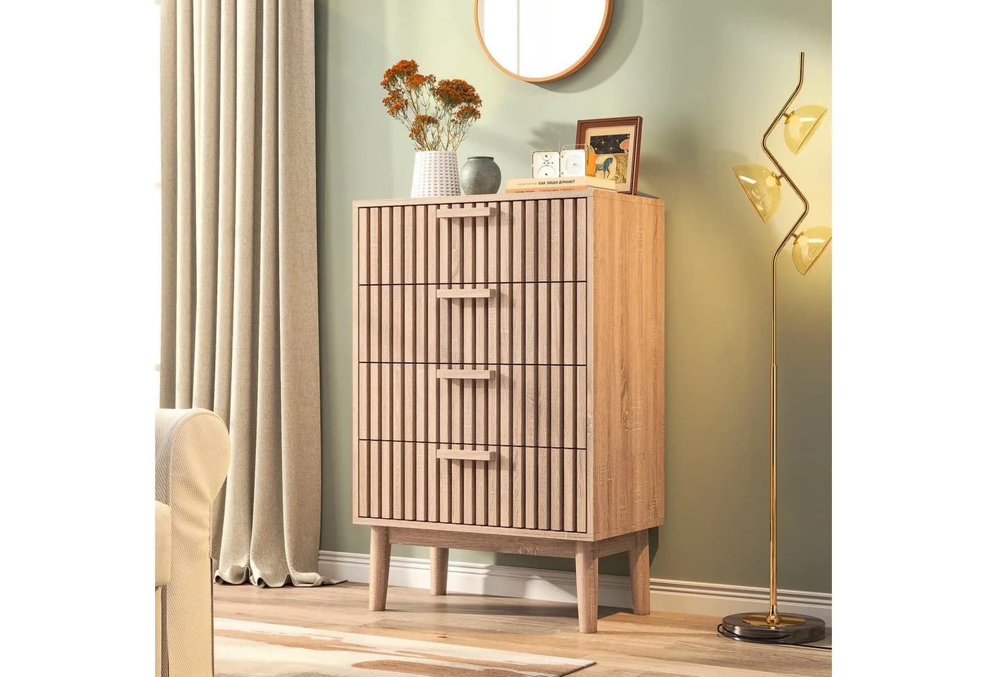 zebery Kommode Sideboard mit 4 Schubladen Holzoptik - Bild 2