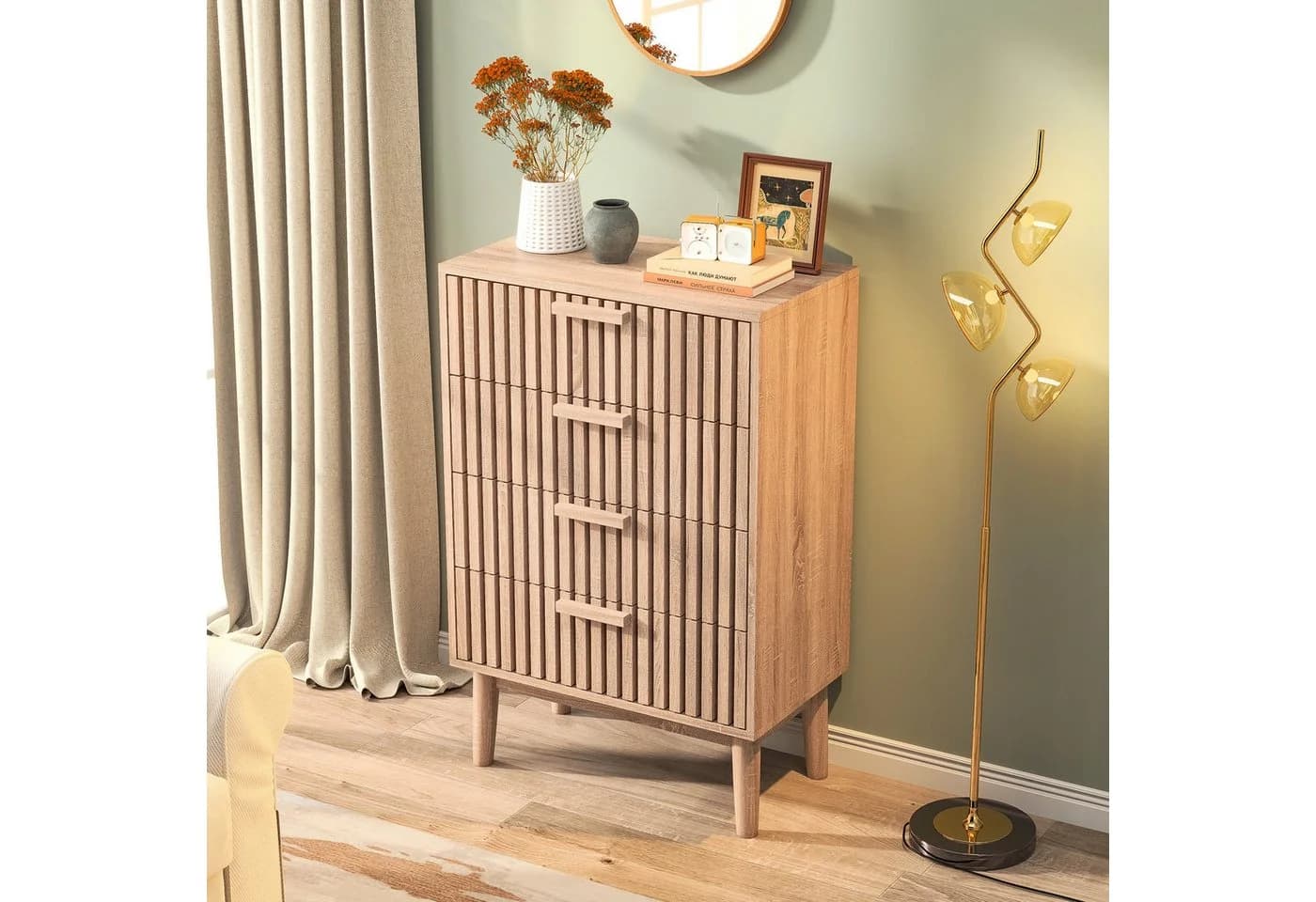 zebery Kommode Sideboard mit 4 Schubladen Holzoptik - Bild 4