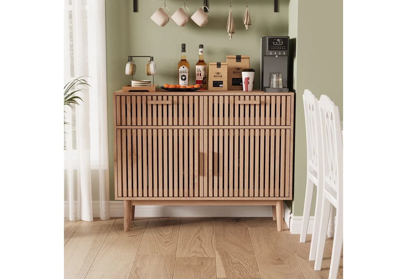 zebery Kommode Sideboard mit 2 Schubladen und 2 Türen Holzoptik - Bild 2