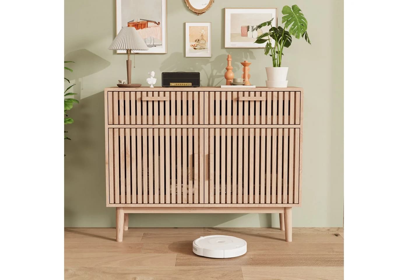 zebery Kommode Sideboard mit 2 Schubladen und 2 Türen Holzoptik - Bild 4