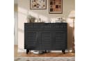 zebery Kommode Sideboard Schwarz Holzfarben Rattan Optik Bild 1
