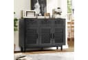 zebery Kommode Sideboard Schwarz Holzfarben Rattan Optik Bild 2