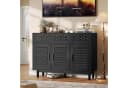 zebery Kommode Sideboard Schwarz Holzfarben Rattan Optik Bild 3