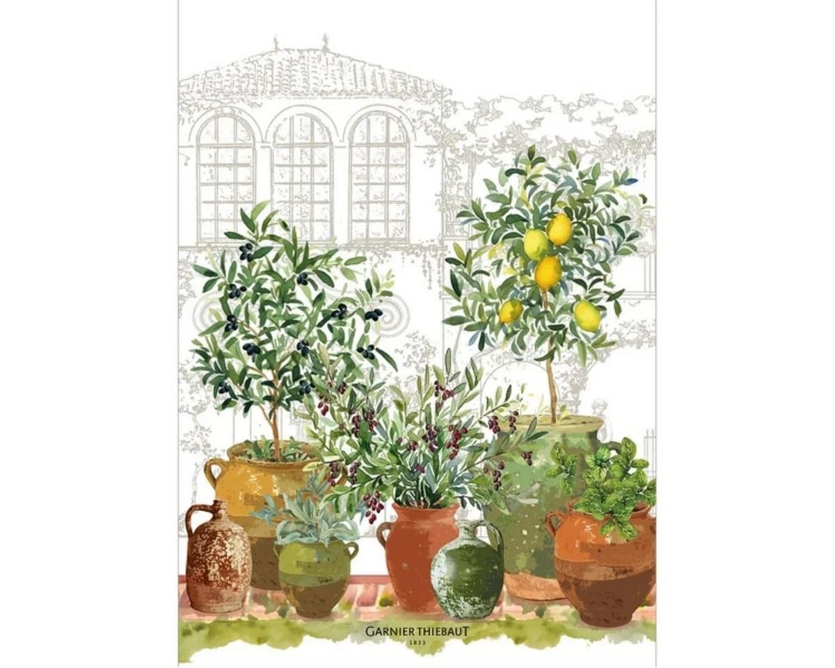 Garnier Thiebaut Geschirrtuch Jardin Provencal Olive 50x70 cm